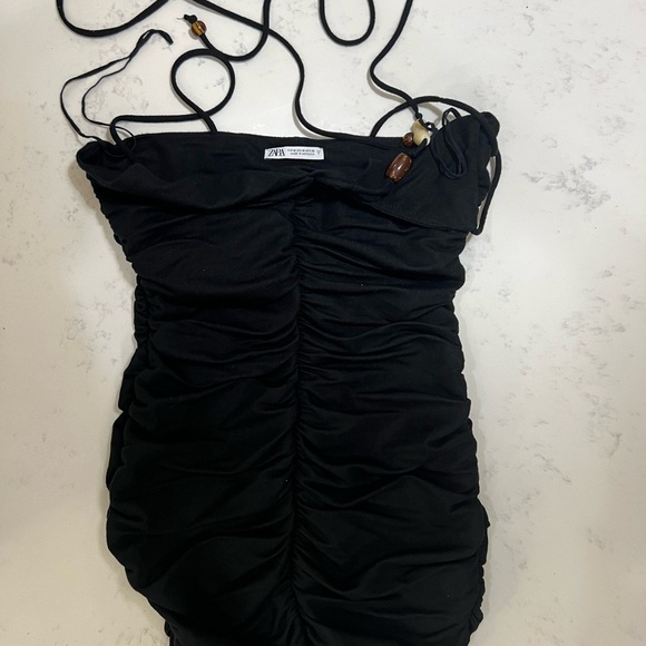 SOLD‼️‼️Zara Black Dress with Brown Bead Details - Picture 6 of 9